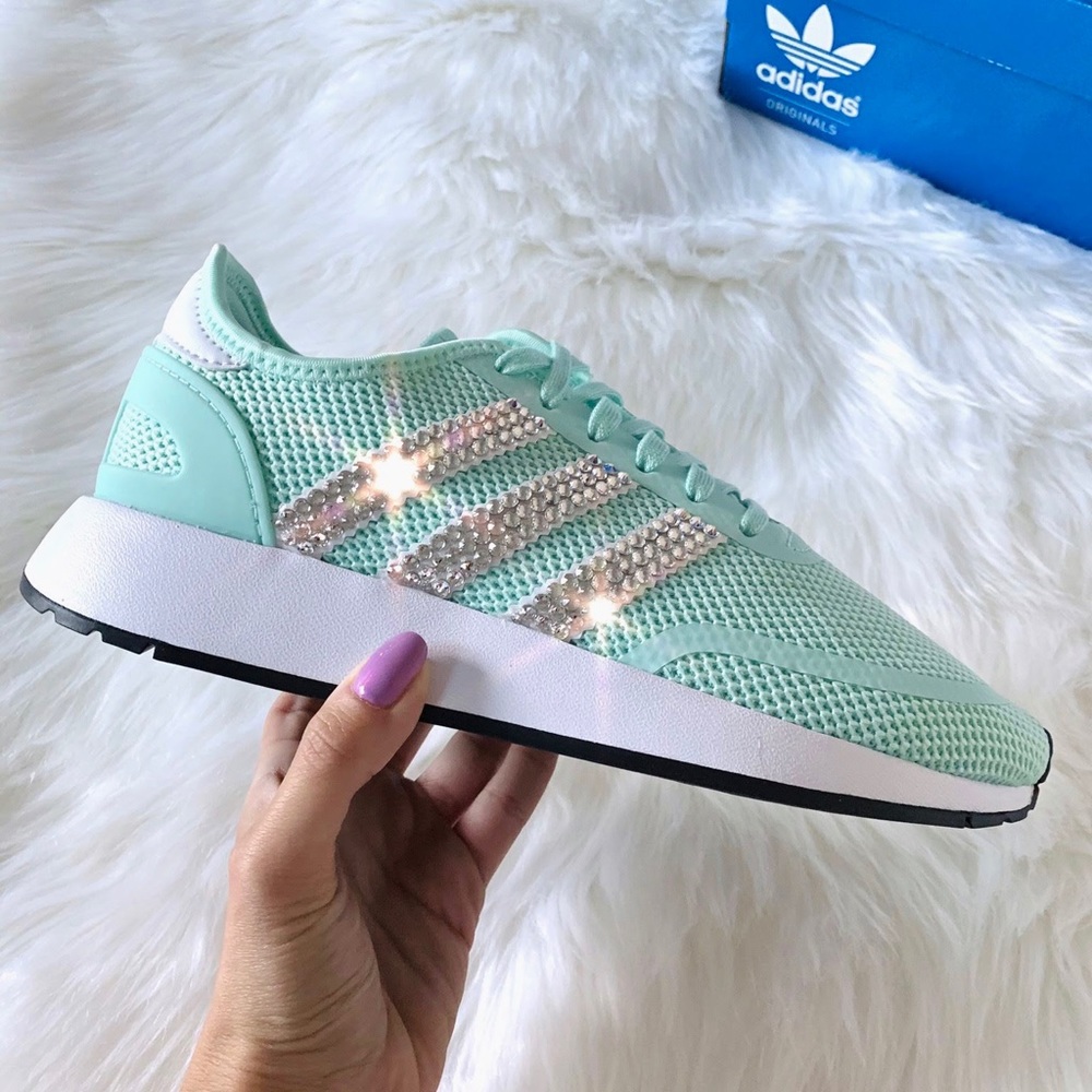 Swarovski Adidas Iniki N-5923 Custom Shoes Mint